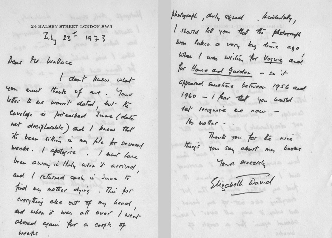 Elizabeth David letter