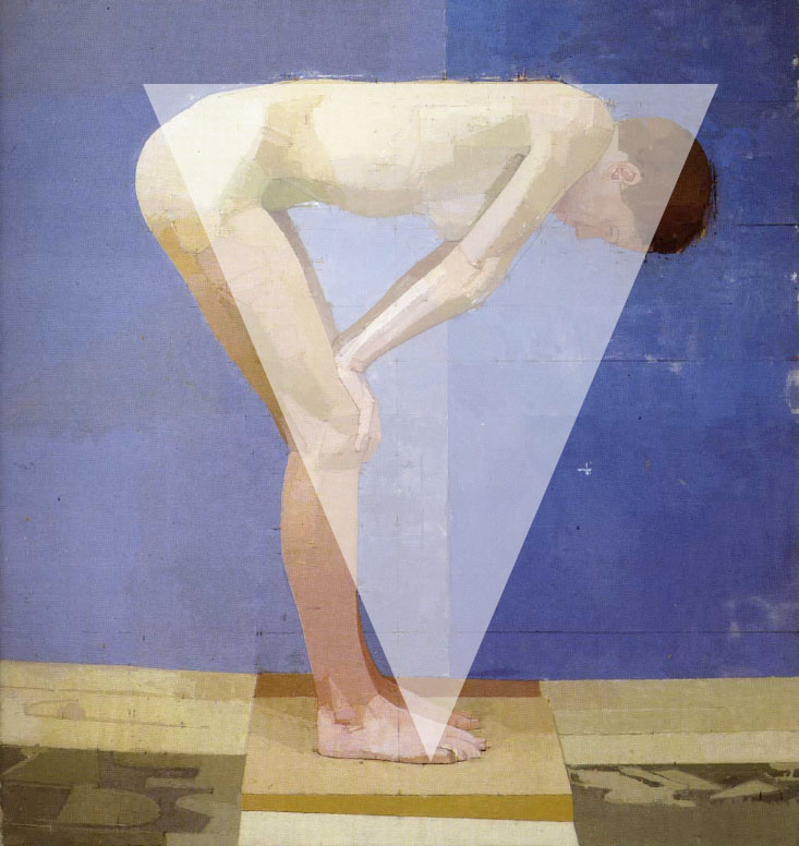 Euan Uglow painting with triangle