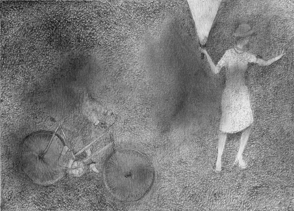 Robert Medley penci with bicycle 2