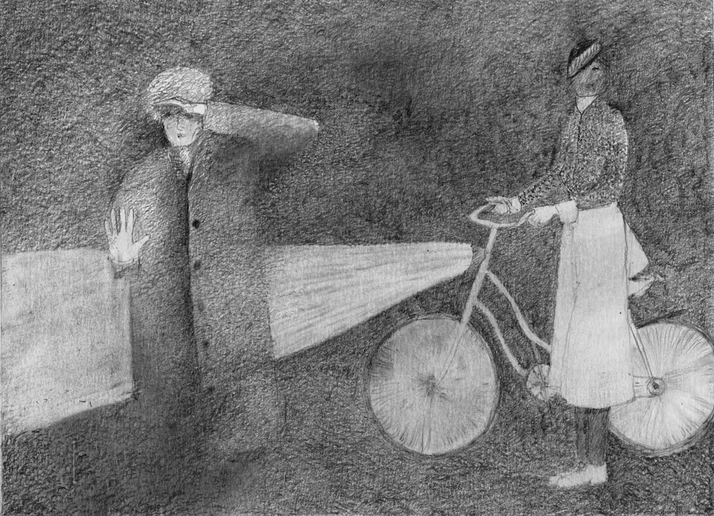 Robert Medley penci with bicycle 3
