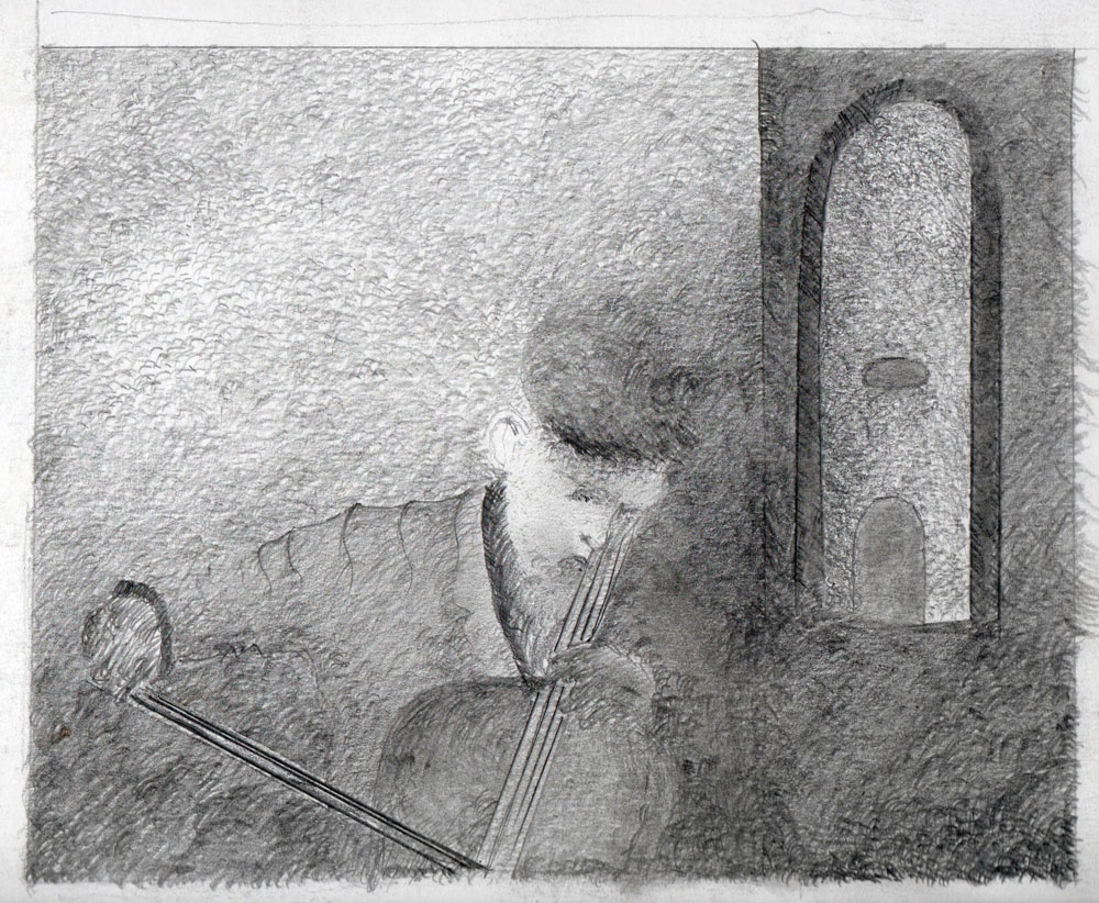 cello image in pencil