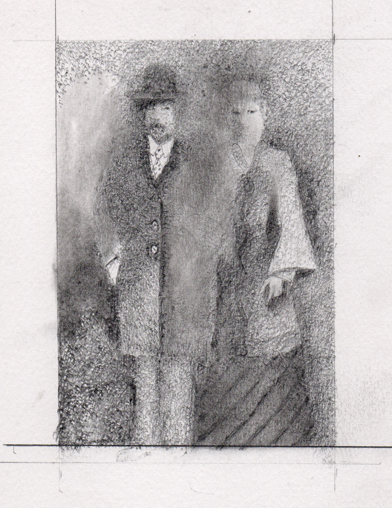 Victorian park stroll Pencil Drawings