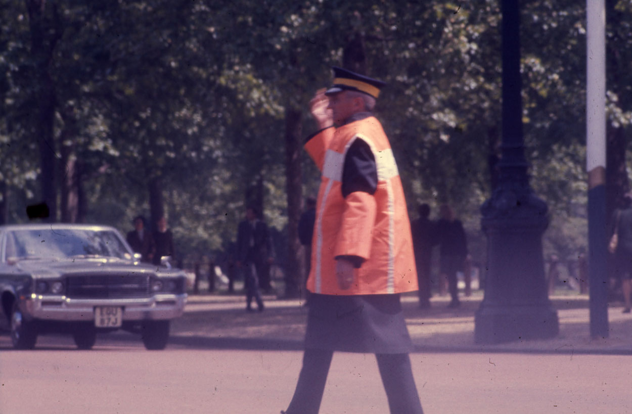 Traffic Warden in London with American Car